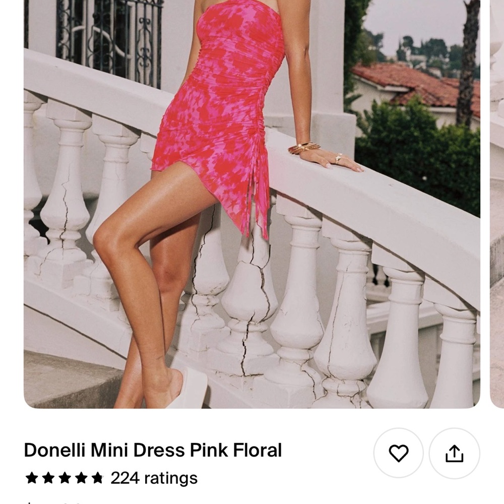 Princess Polly Pink Asymmetrical Strapless Bodycon Dress worn once